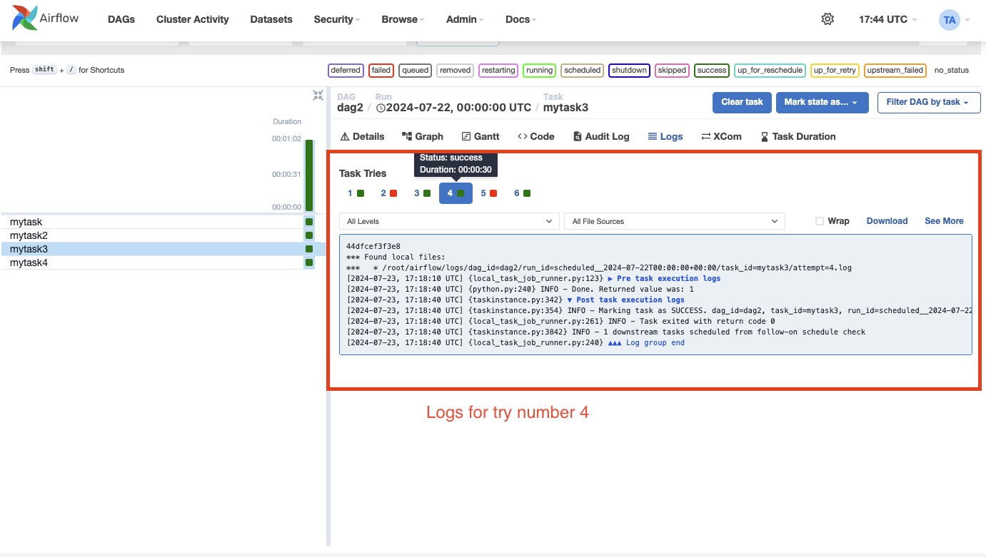 Task instance history