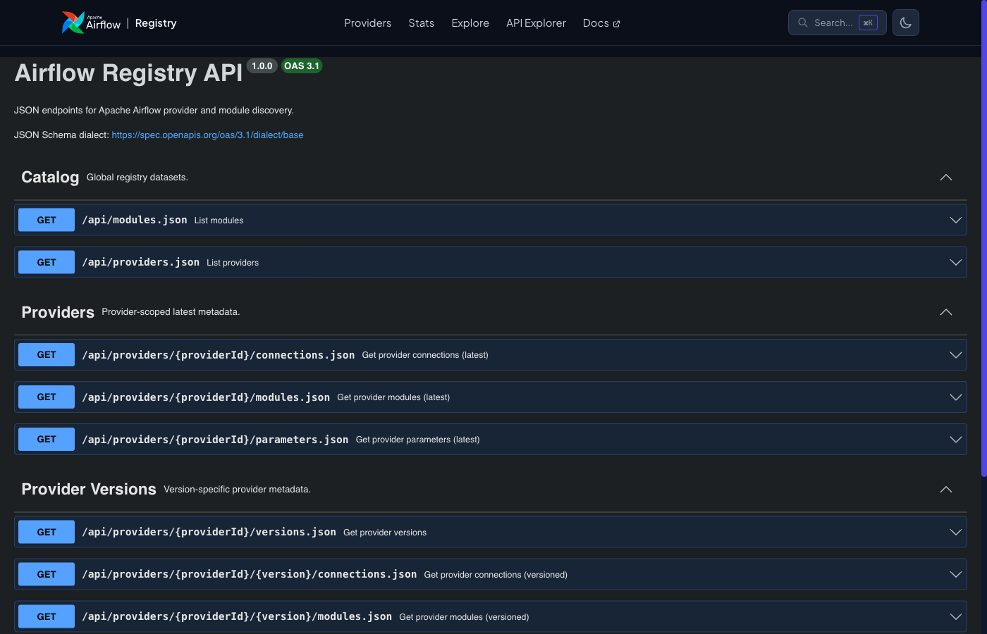 API Explorer with OpenAPI 3.1 spec