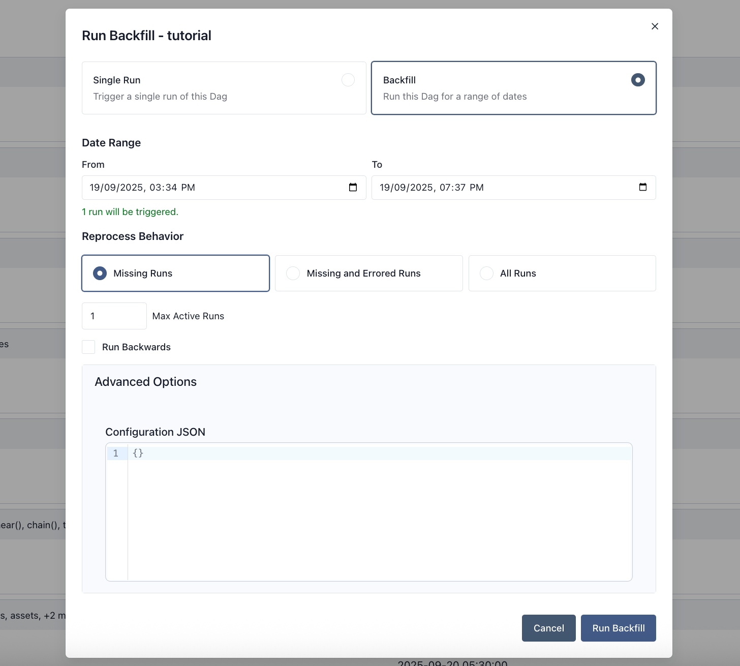 Dag Trigger Window - Backfill (Light Mode)