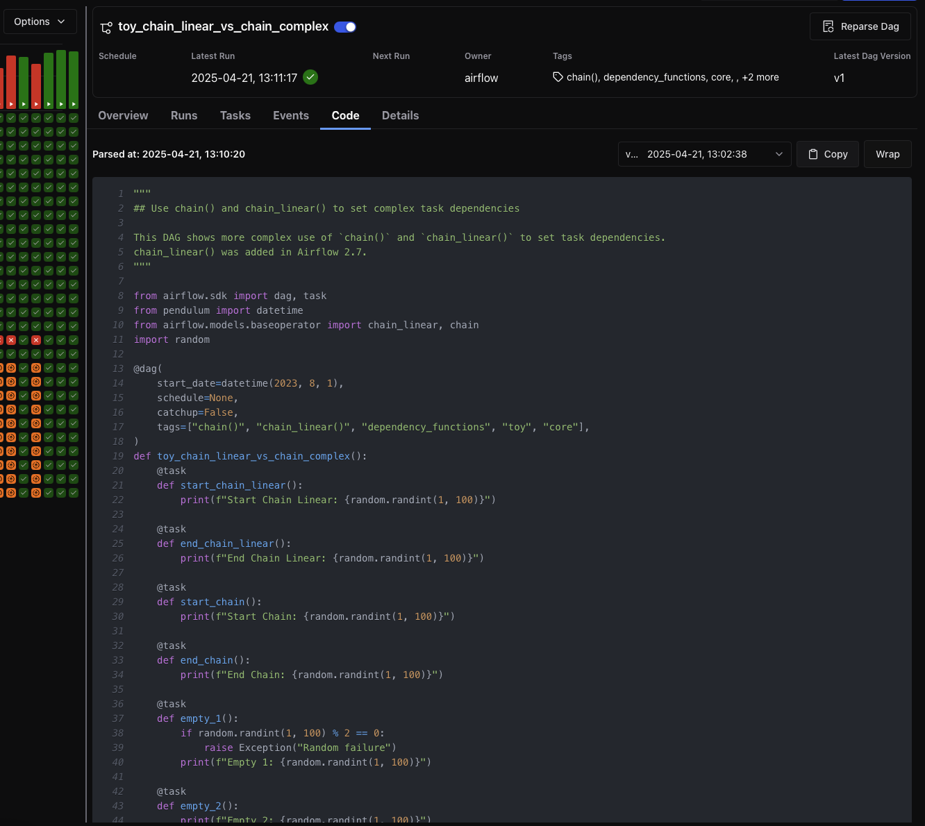 Dag Code Tab (Dark Mode)