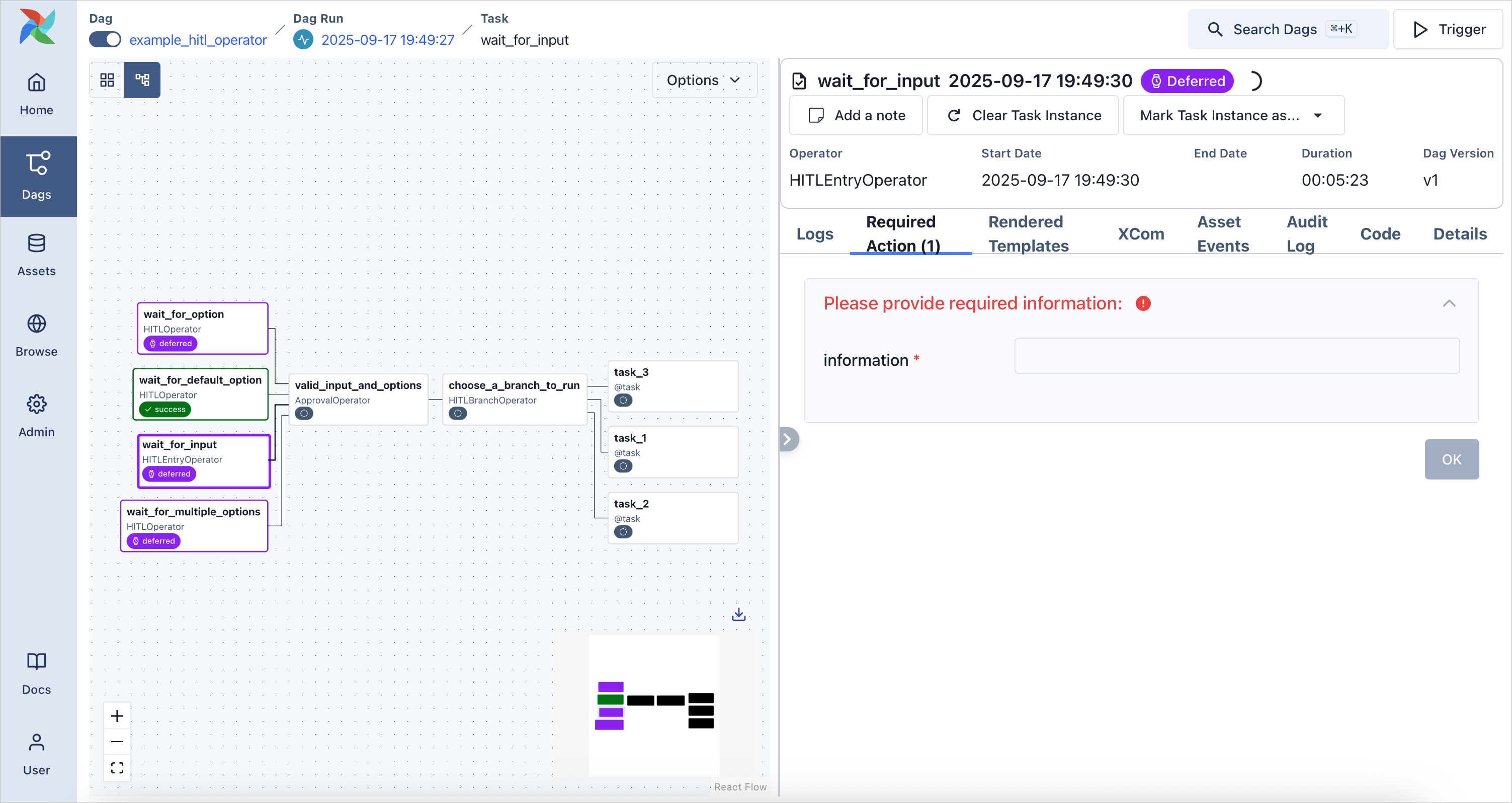 Demo HITL task instance waiting for input