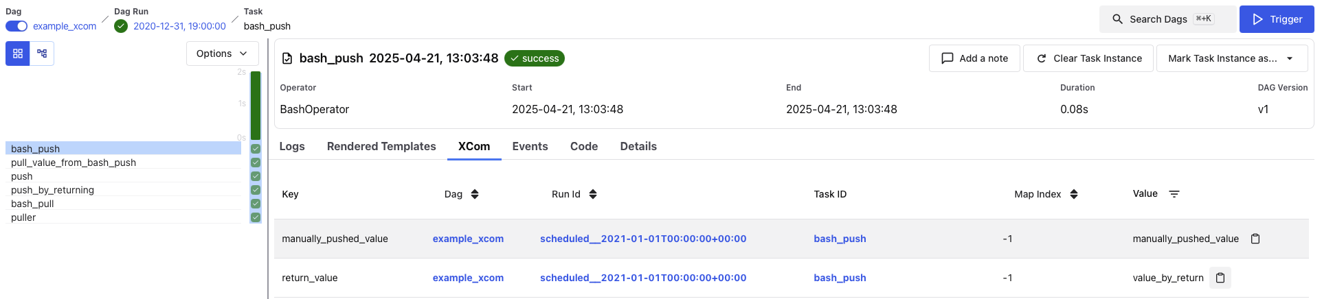 Task Instance - XCom tab (light mode)