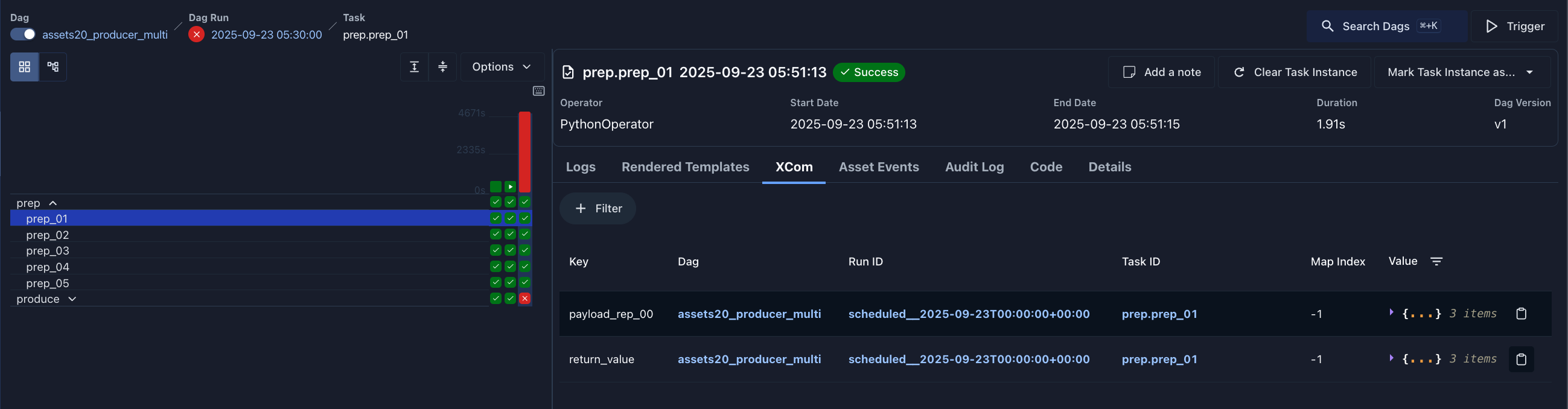 Task Instance - XCom tab (dark mode)