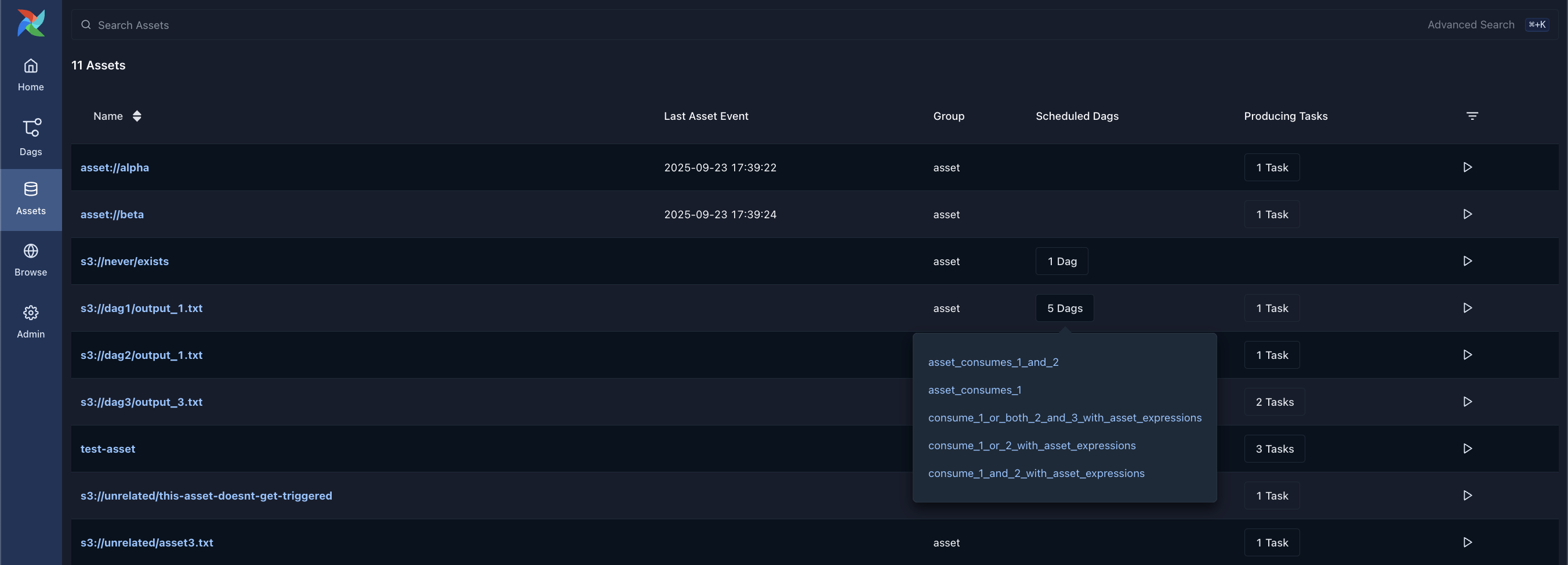 Asset Graph View (dark mode)